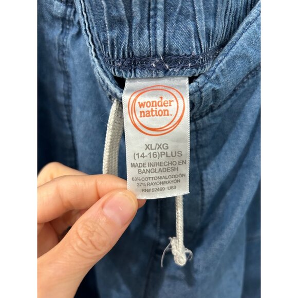 Wonder Nation Boys 14 16 Chambray Drawstring Shorts XL Cotton Blend - Picture 6 of 9